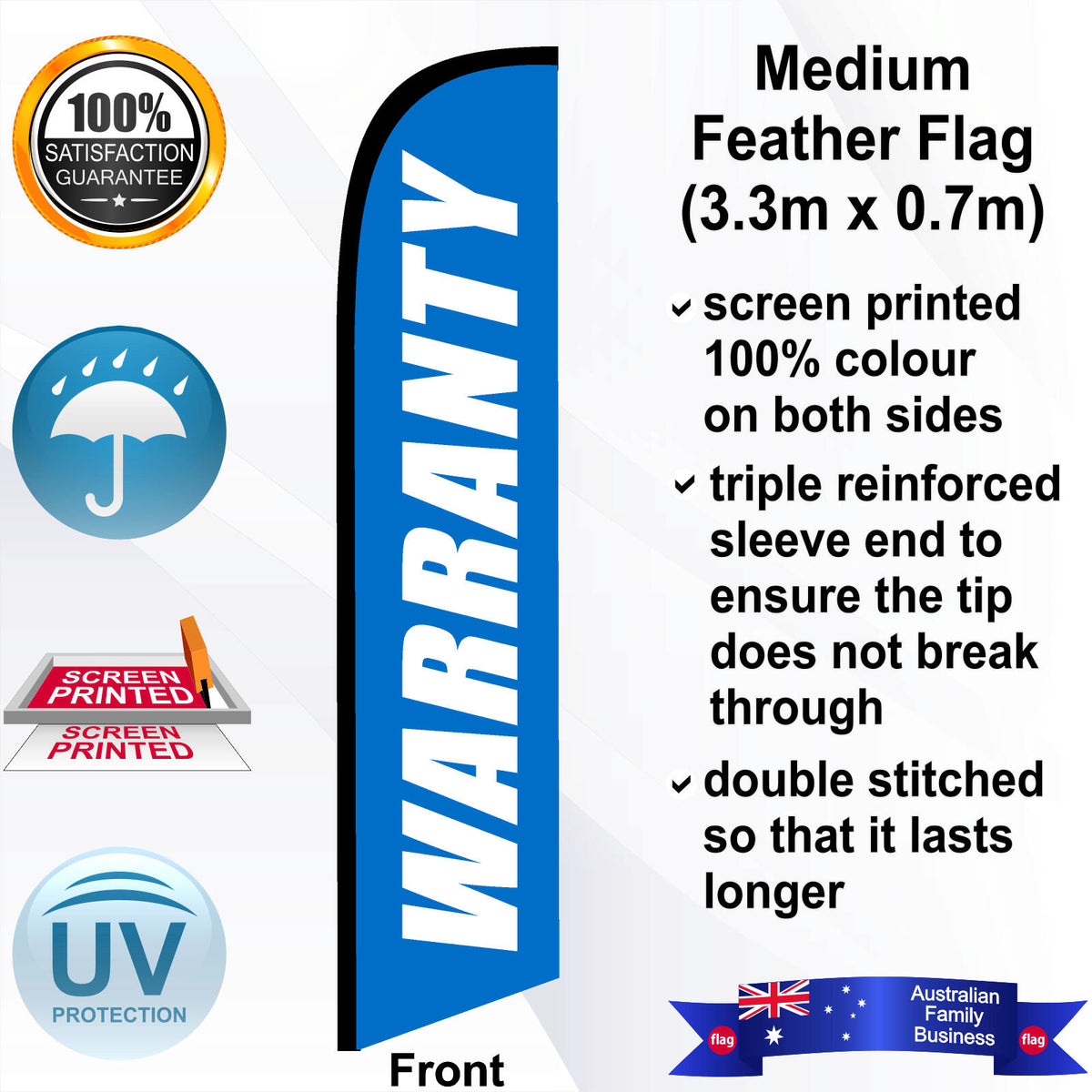 WARRANTY Feather Flag - Front