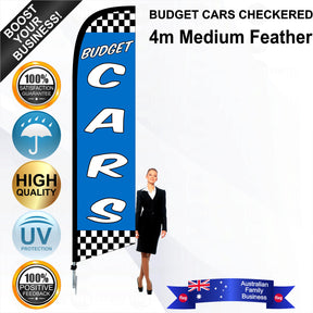 BUDGET CARS CHECKERED Feather Flag - Bundle
