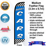 BUDGET CARS CHECKERED Feather Flag - Front
