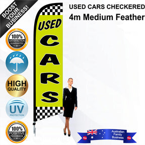 USED CARS CHECKERED Feather Flag - Bundle