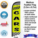 USED CARS CHECKERED Feather Flag - Front