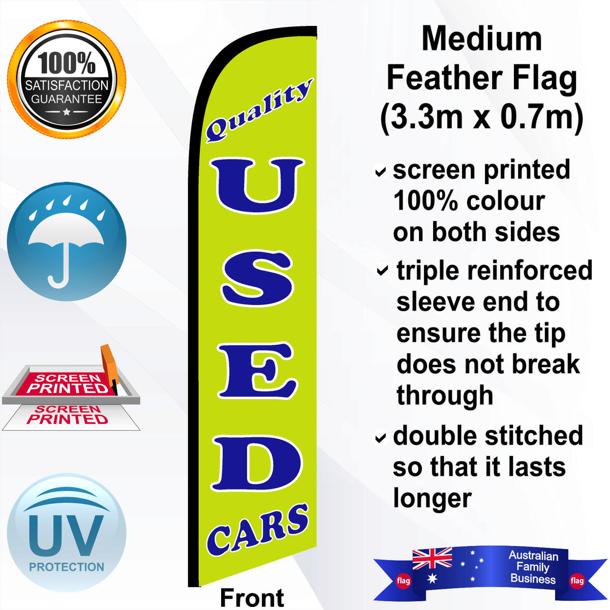 QUALITY USED CARS Feather Flag - Front