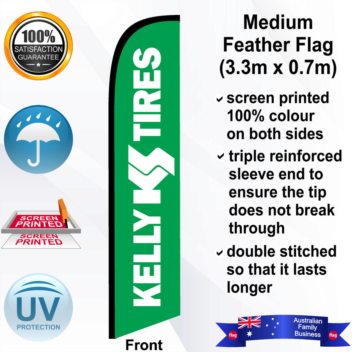KELLY TIRES Feather Flag - Front
