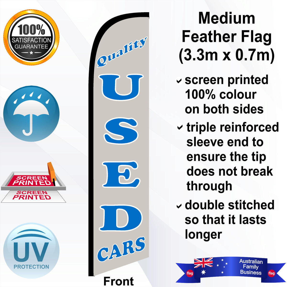 QUALITY USED CARS Feather Flag - Front