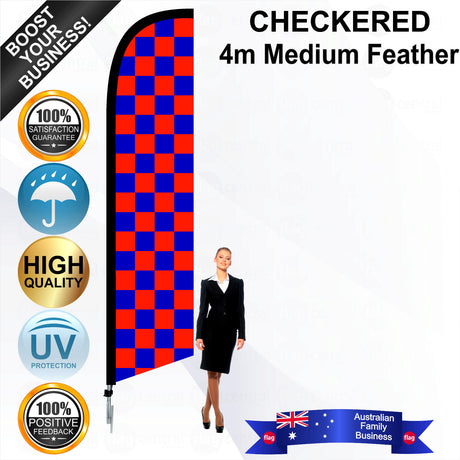 Orange and Blue Checks Feather Flag - Bundle