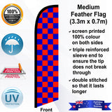 Orange and Blue Checks Feather Flag - Front