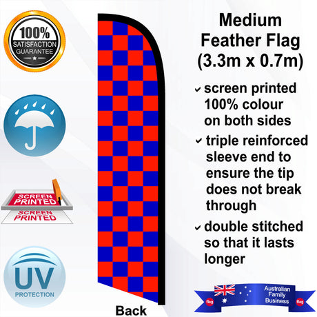 Orange and Blue Checks Feather Flag - Rear