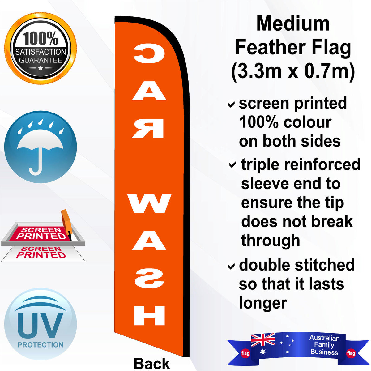 CAR WASH Feather Flag - Rear
