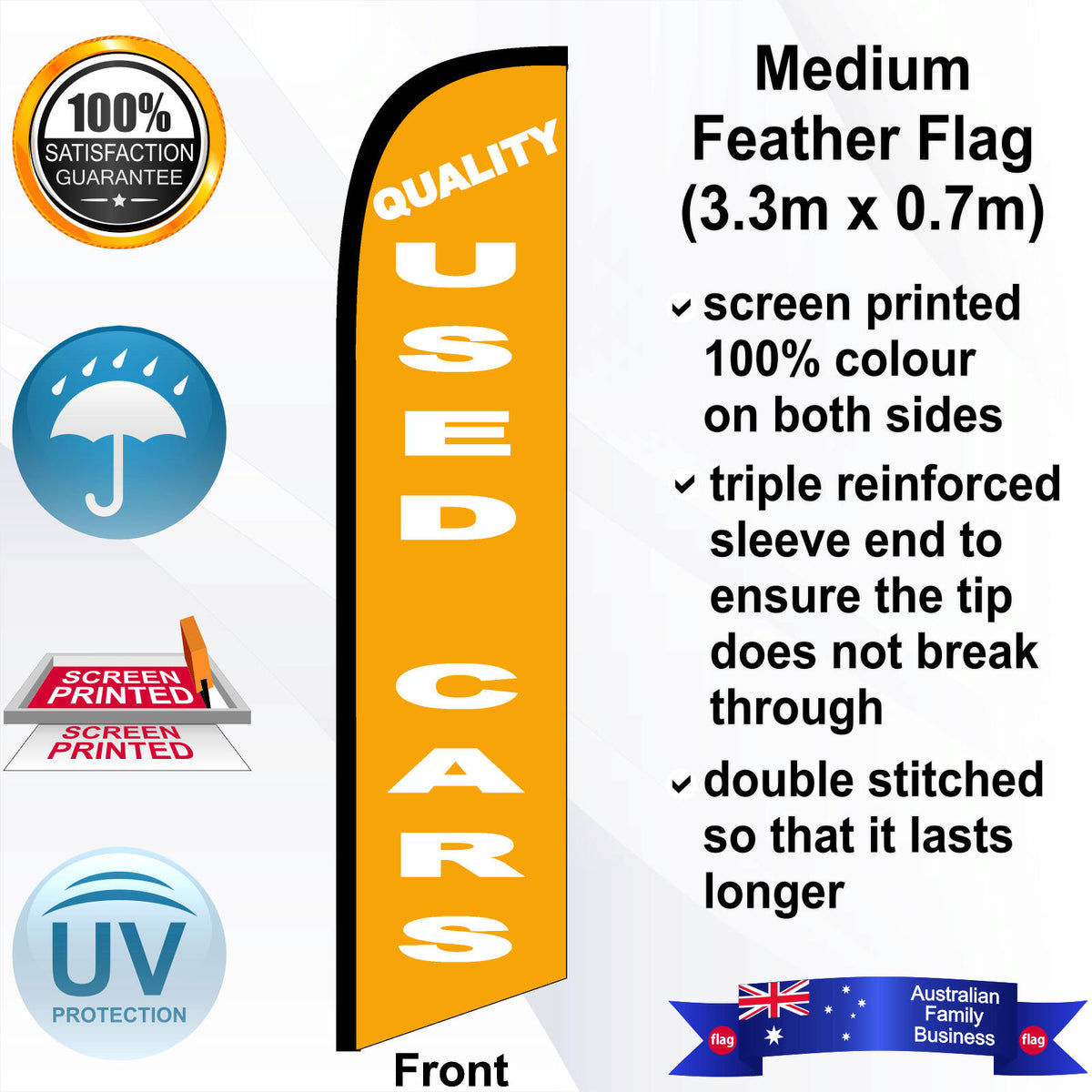 QUALITY USED CARS Feather Flag - Front