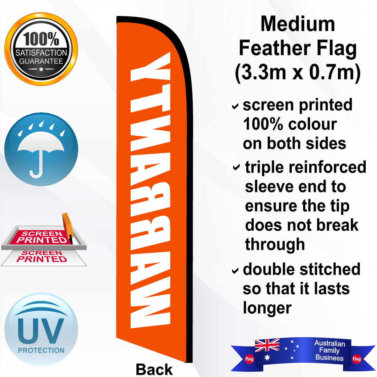 WARRANTY Feather Flag - Rear