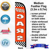 USED CARS CHECKERED Feather Flag - Rear