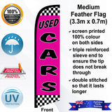 USED CARS CHECKERED Feather Flag - Front