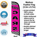 USED CARS CHECKERED Feather Flag - Rear