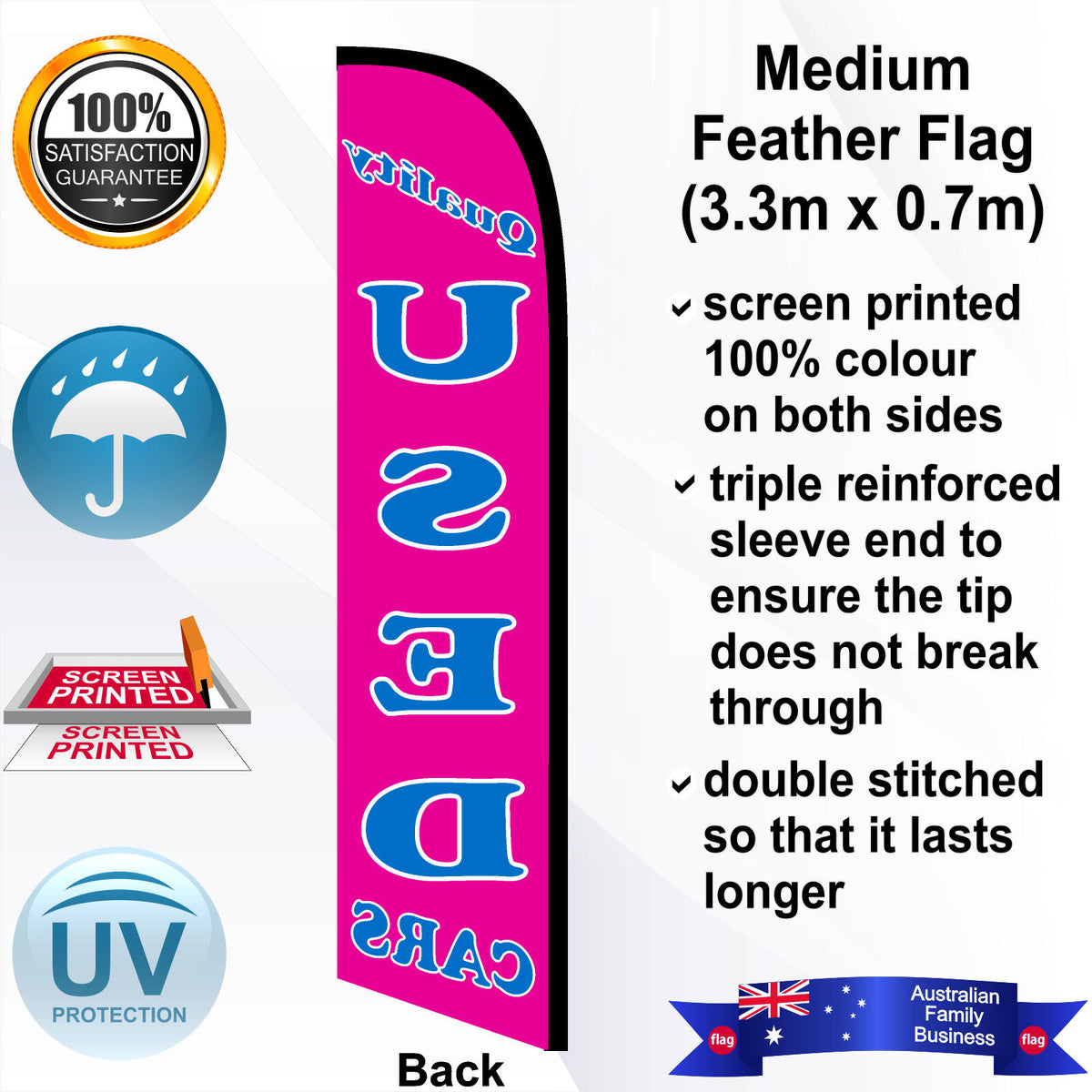 QUALITY USED CARS Feather Flag - Rear