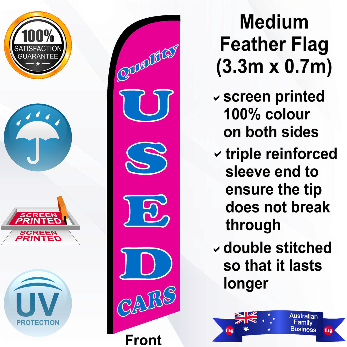 QUALITY USED CARS Feather Flag - Front