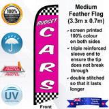 BUDGET CARS CHECKERED Feather Flag - Front