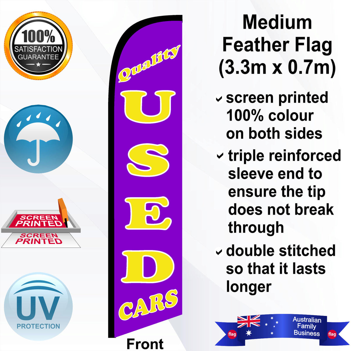 QUALITY USED CARS Feather Flag - Front