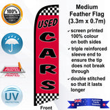 USED CARS CHECKERED Feather Flag - Front