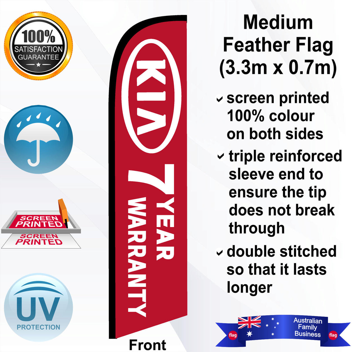 KIA 7 YEAR WARRANTY Feather Flag - Front