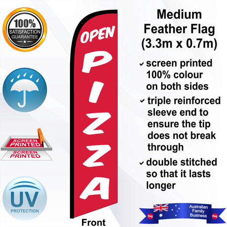 OPEN PIZZA Feather Flag - Front