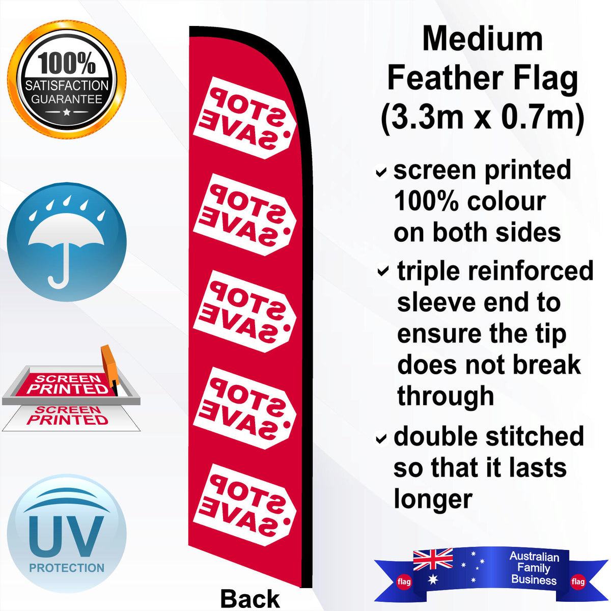 STOP SAVE Feather Flag - Rear