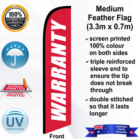 WARRANTY Feather Flag - Front
