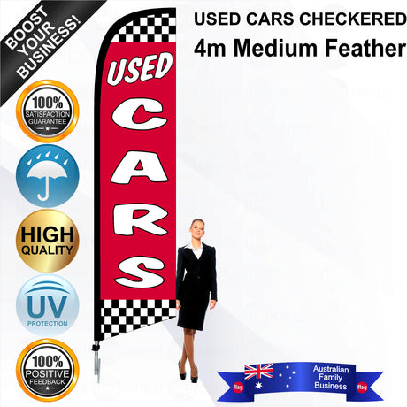 USED CARS CHECKERED Feather Flag - Bundle