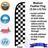 Black and White Checks Feather Flag - Front