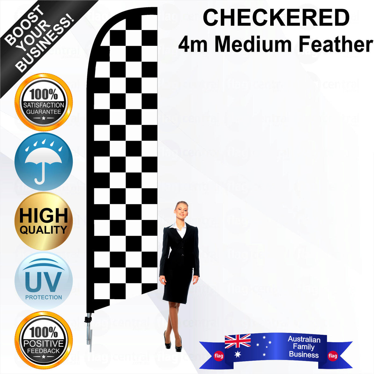 Black and White Checks Feather Flag - Bundle