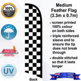 Black and White Checks Feather Flag - Rear