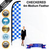 White and Blue Checks Feather Flag - Bundle