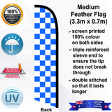 White and Blue Checks Feather Flag - Rear