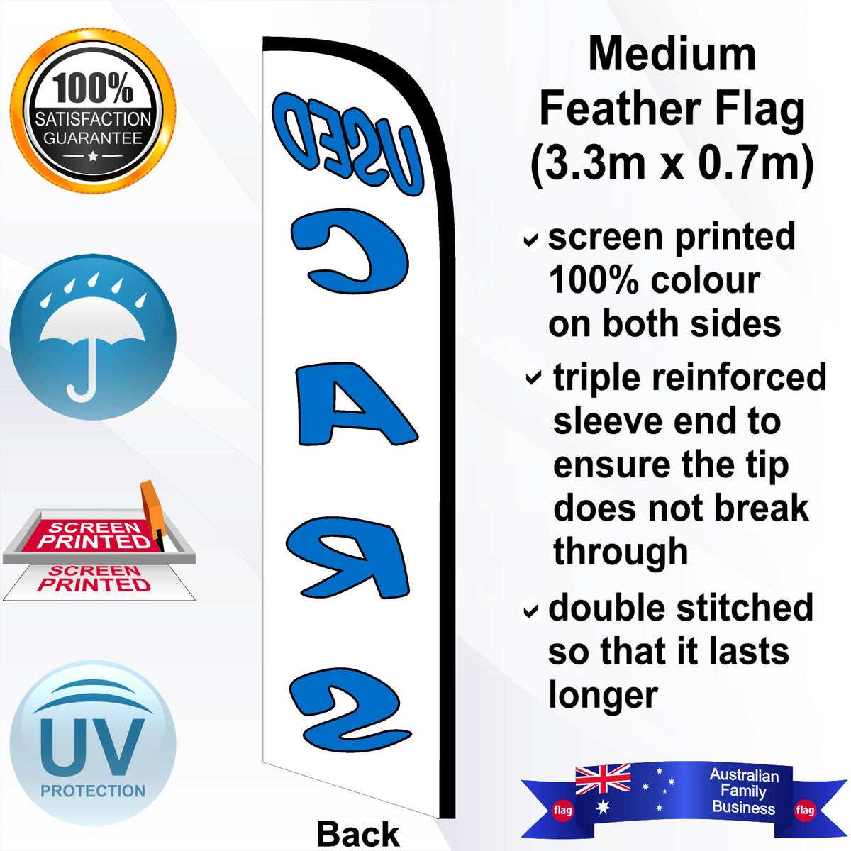 USED CARS Feather Flag - Rear