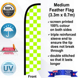 White and Green Checks Feather Flag - Front