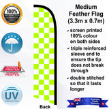 White and Green Checks Feather Flag - Rear