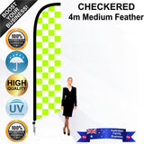 White and Green Checks Feather Flag - Bundle