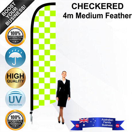 White and Green Checks Feather Flag - Bundle