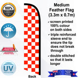White and Orange Checks Feather Flag - Rear