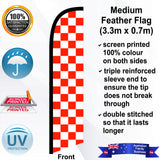 White and Orange Checks Feather Flag - Front