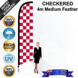 White and Red Checks Feather Flag - Bundle