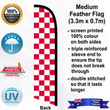 White and Red Checks Feather Flag - Rear