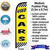 USED CARS CHECKERED Feather Flag - Front