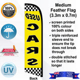 USED CARS CHECKERED Feather Flag - Rear