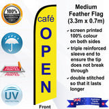 CAFE OPEN Feather Flag - Front