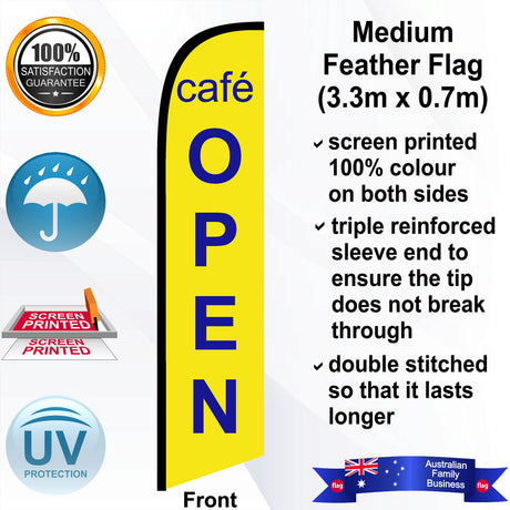 CAFE OPEN Feather Flag - Front