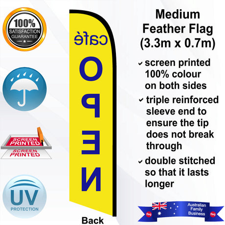 CAFE OPEN Feather Flag - Rear