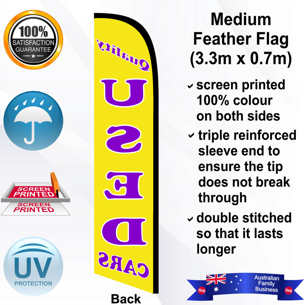 QUALITY USED CARS Feather Flag - Rear