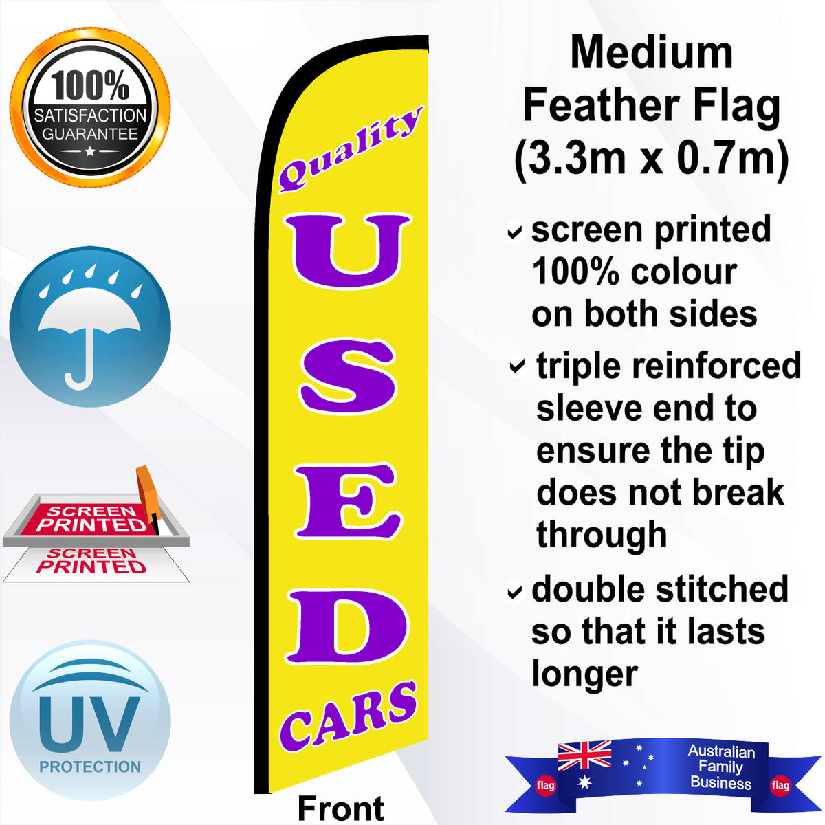 QUALITY USED CARS Feather Flag - Front