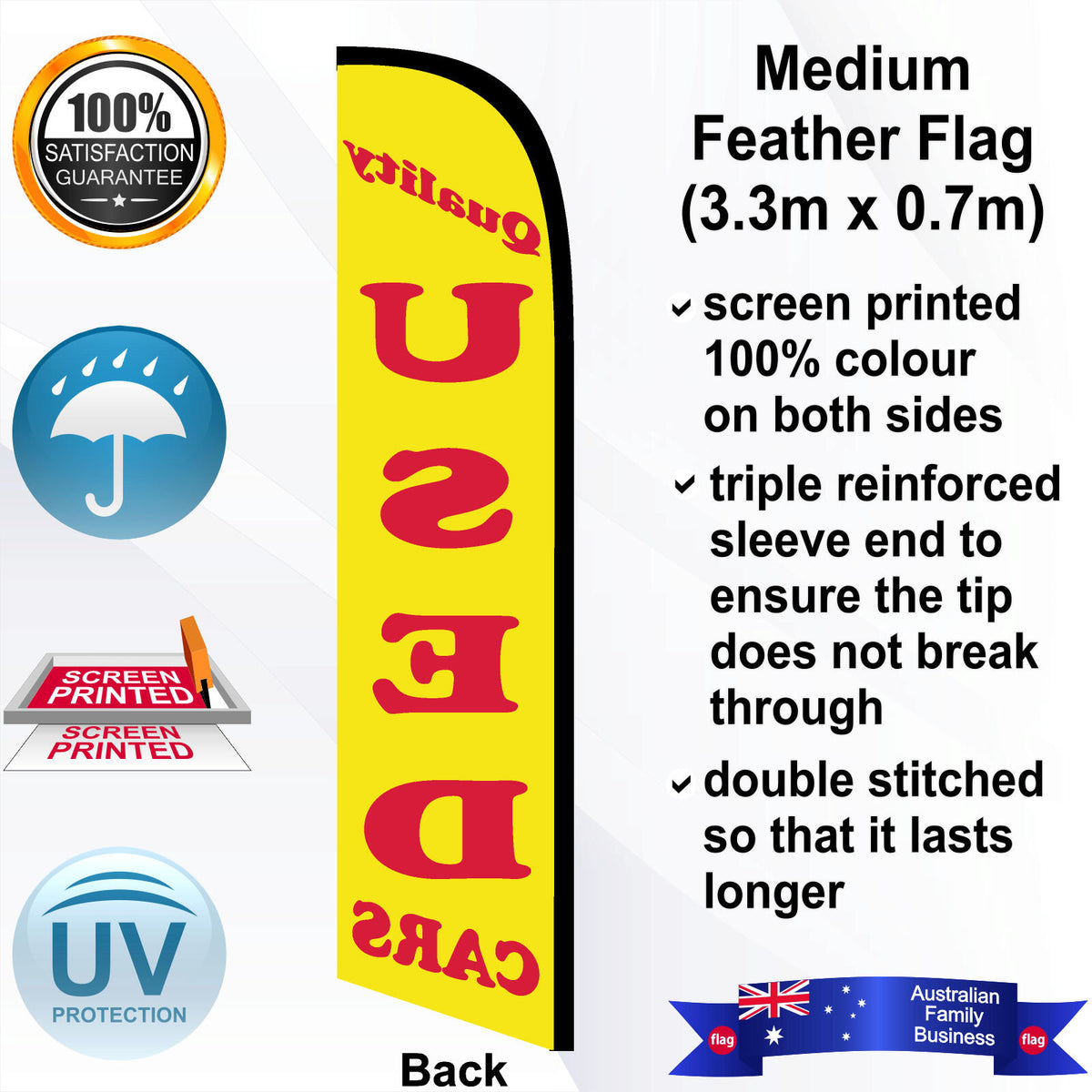 QUALITY USED CARS Feather Flag - Rear