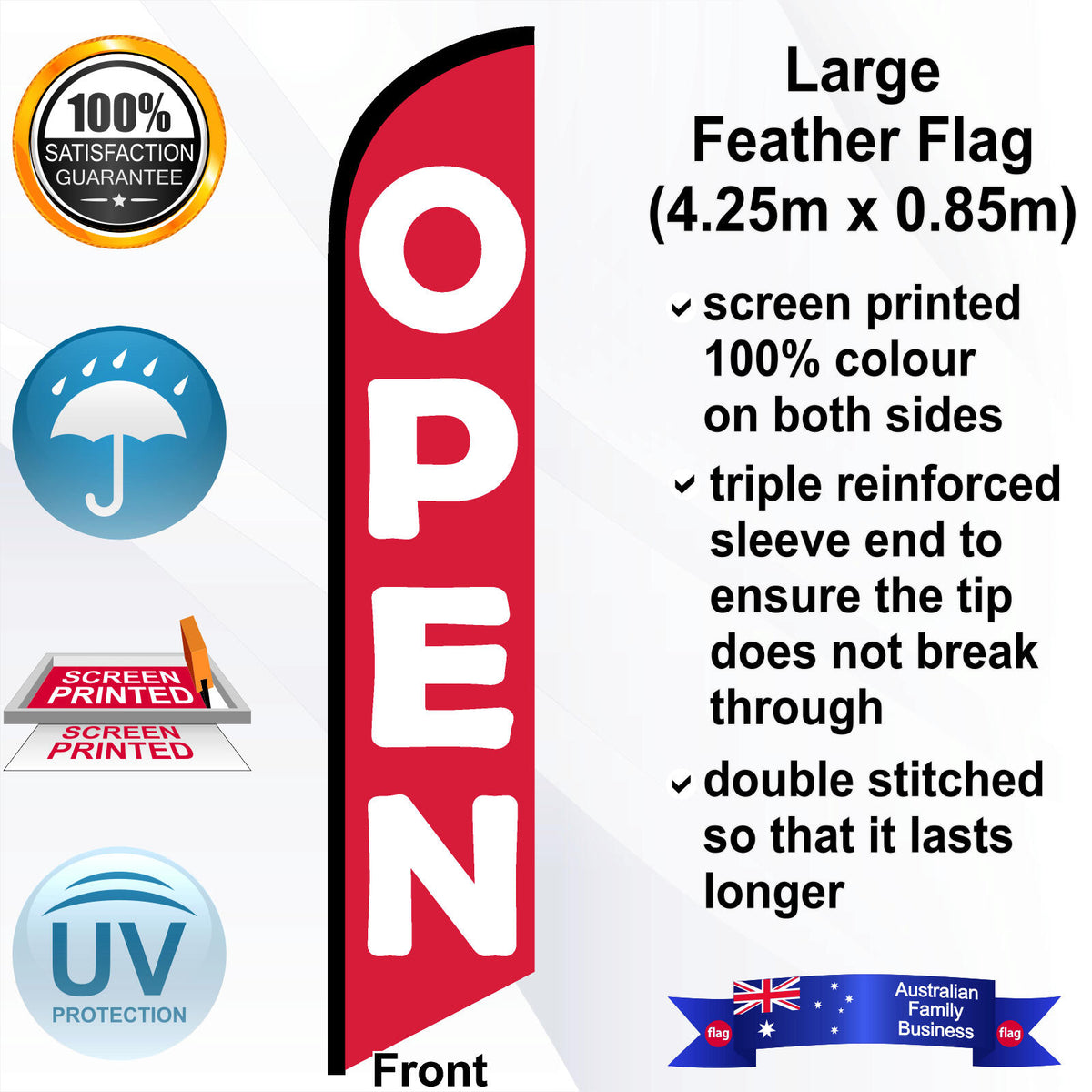 OPEN Feather Flag - Front
